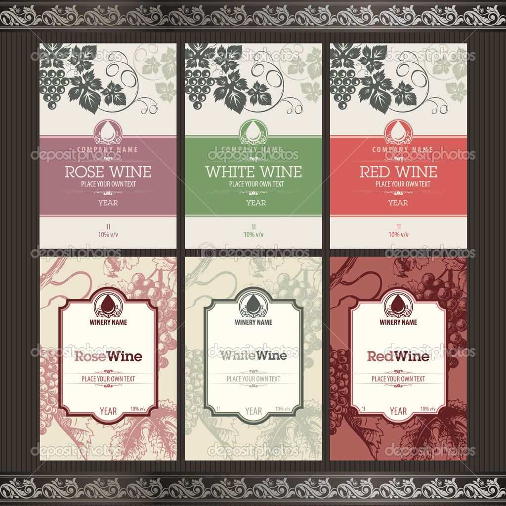 Set Of Wine Labels Wine Label Template Wine Bottle Label Design Free Wine Bottle Label Template