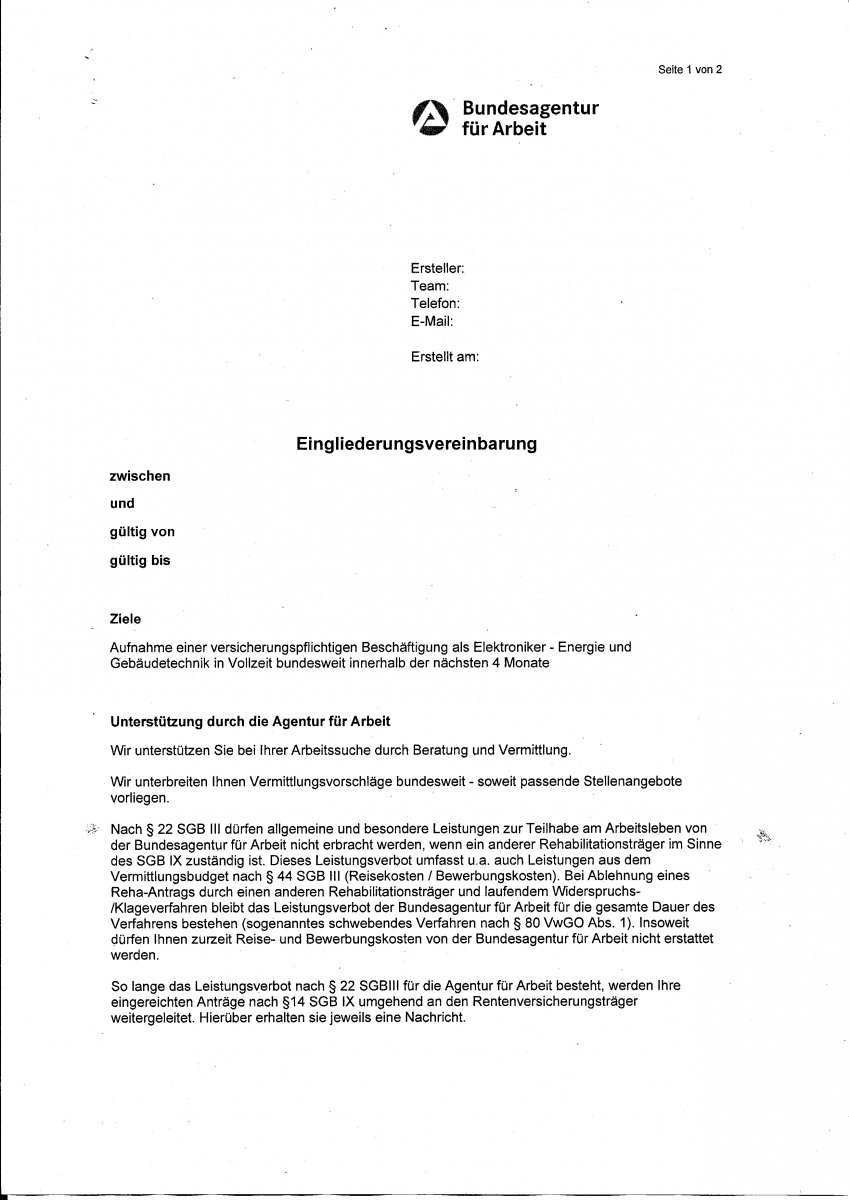 Alg1 Eingliederungsvereinbarung Im Antragsverfahren Teilhabe Fur Arbeitsleben Bei Der Rv Erwerbslosenforum Deutschland
