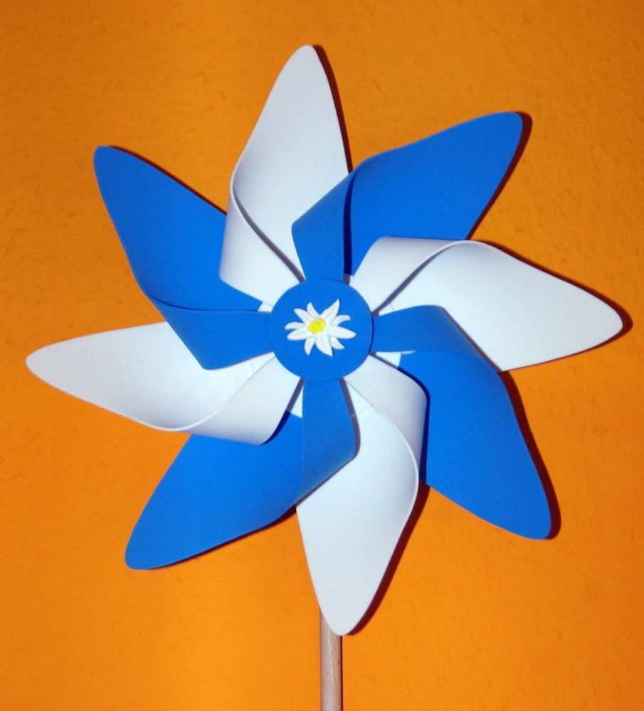 Windrad Moosgummi Weiss Blau Gartenstecker Edelweiss Basteln Mit Papier Windrad Basteln
