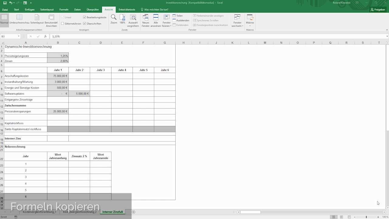 Investitionsrechnung Mit Microsoft Excel Youtube