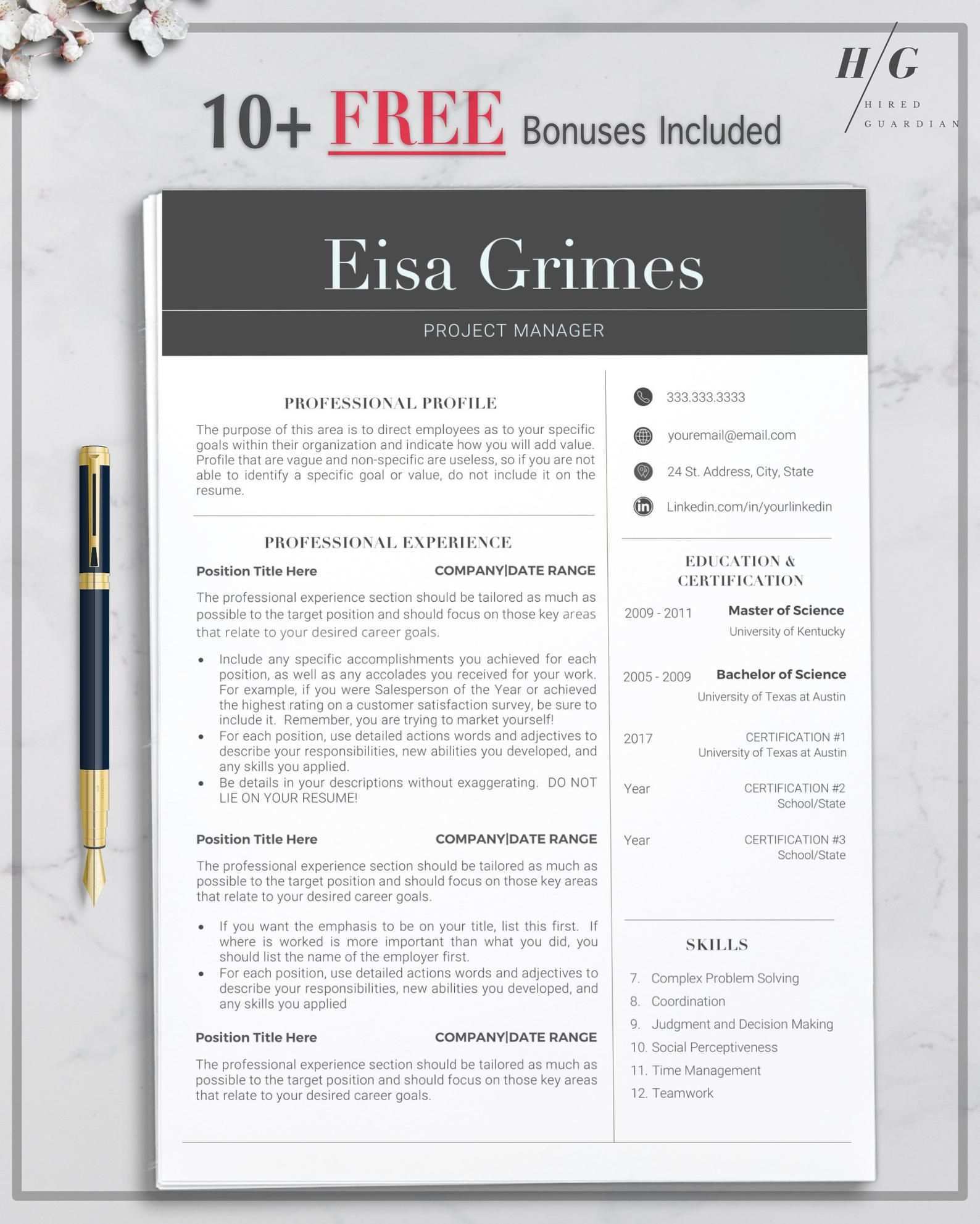 Professional Resume Template Resume Template For Word Resume Etsy In 2020 Resume Template Word Resume Template Minimalist Resume Template