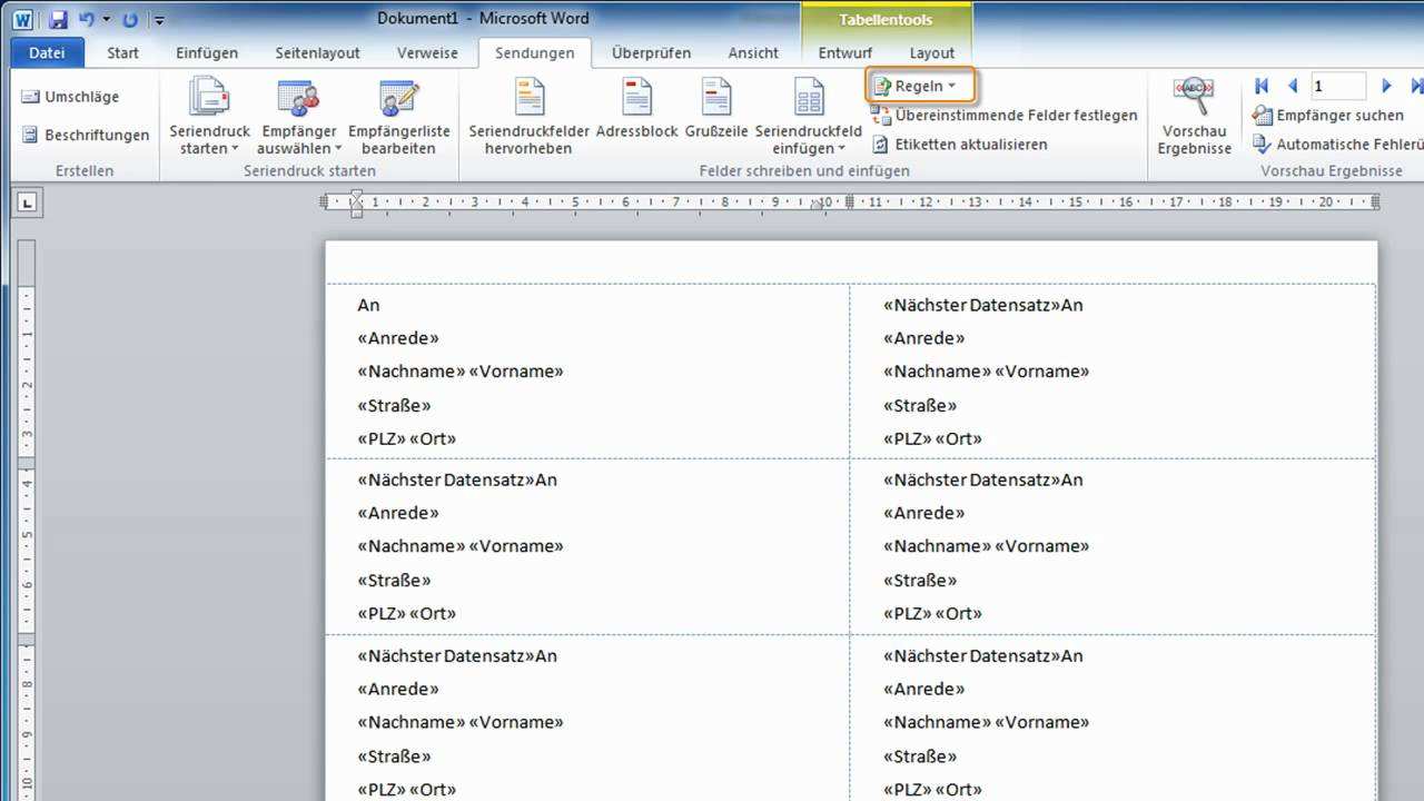 Etikettendruck In Word 2010 Youtube