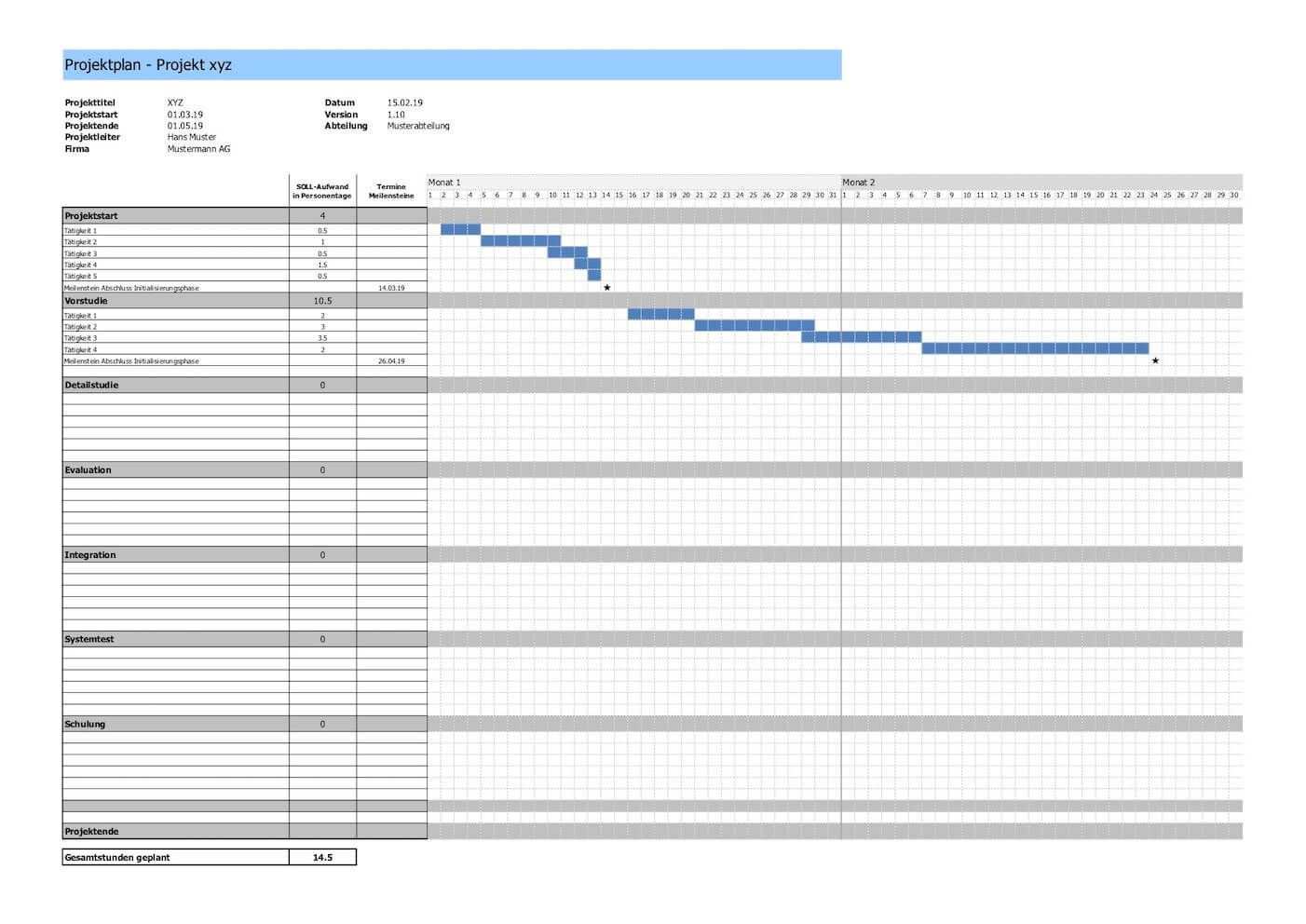 Projektplan Vorlage Im Excel Format In 2020 Projektplan Vorlage Planer Vorlagen