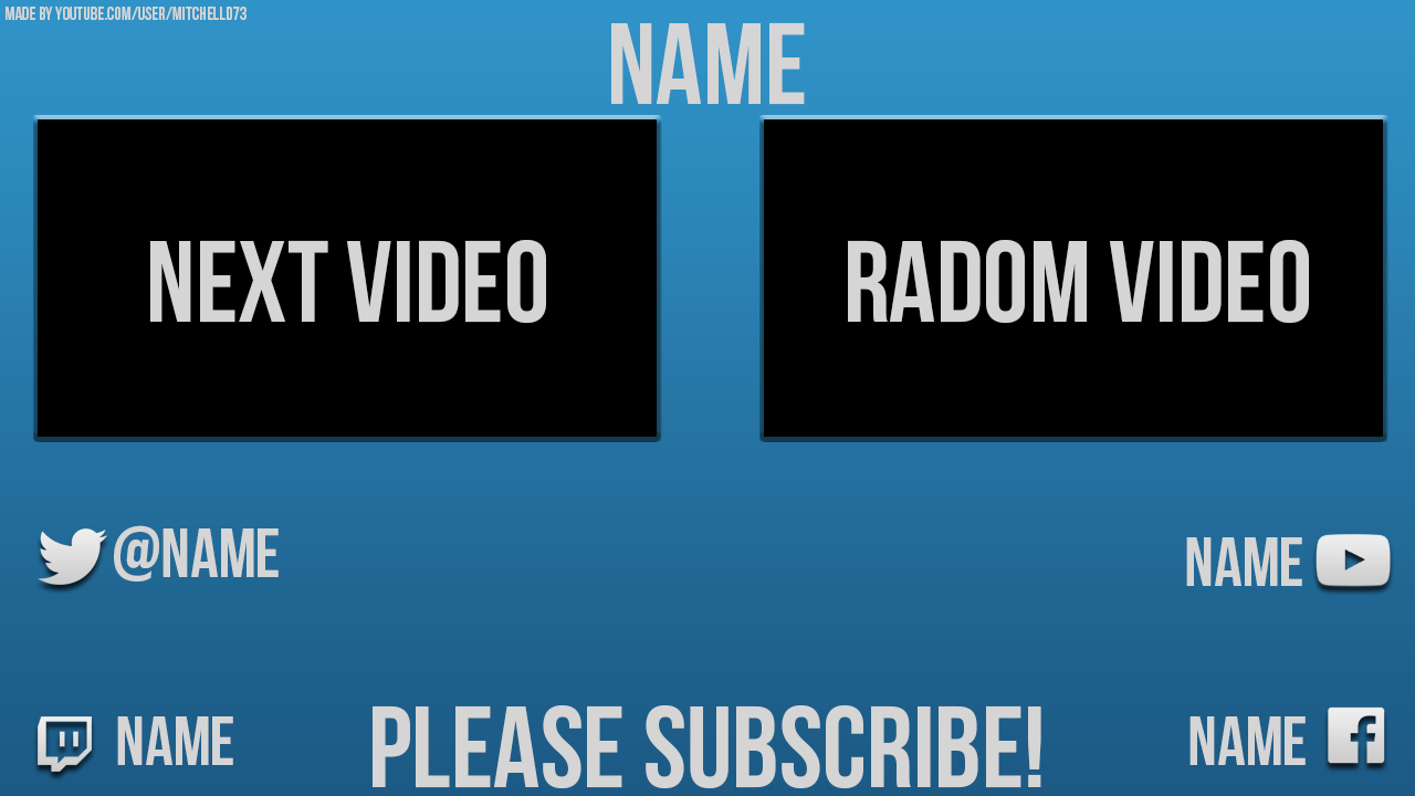 End Cards Template By Pixelpunk Free Youtube Youtube Videos Templates