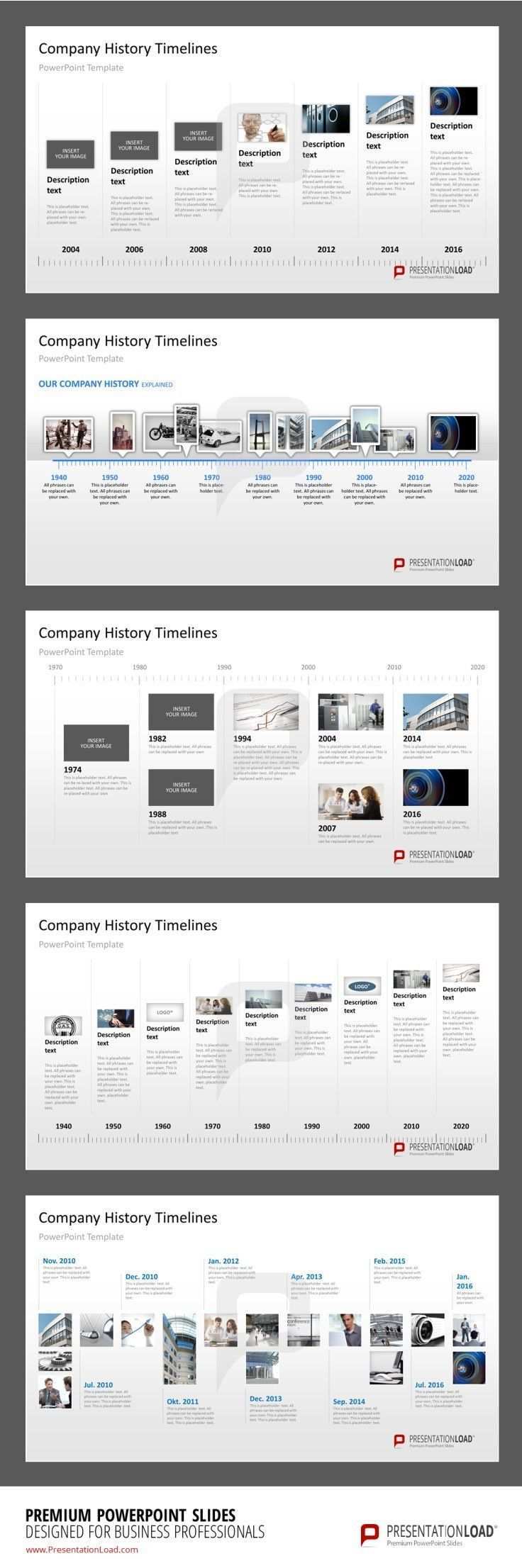 Company History Milestones In A Timeline Powerpoint Template Presentationload Www Presentationl Timeline Design History Design History Infographic