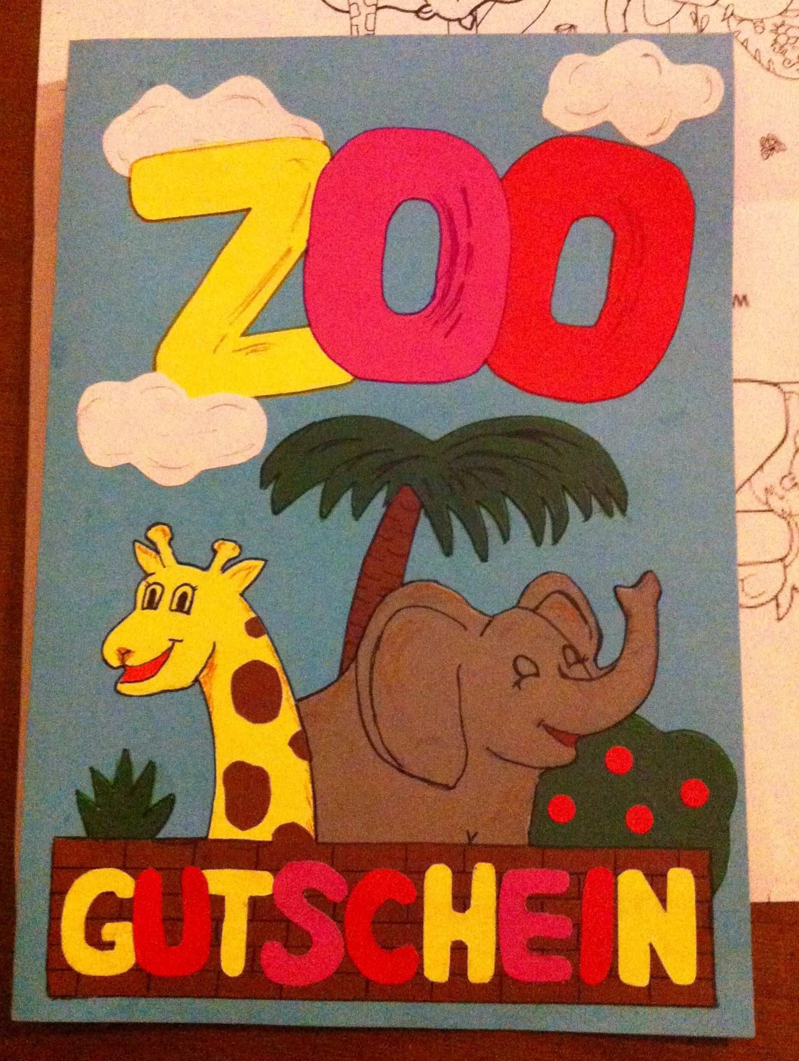 Geburtstagskarte Gutschein Fur Einen Zoobesuch Gutschein Basteln Kinder Gutschein Basteln Gutschein Gestalten