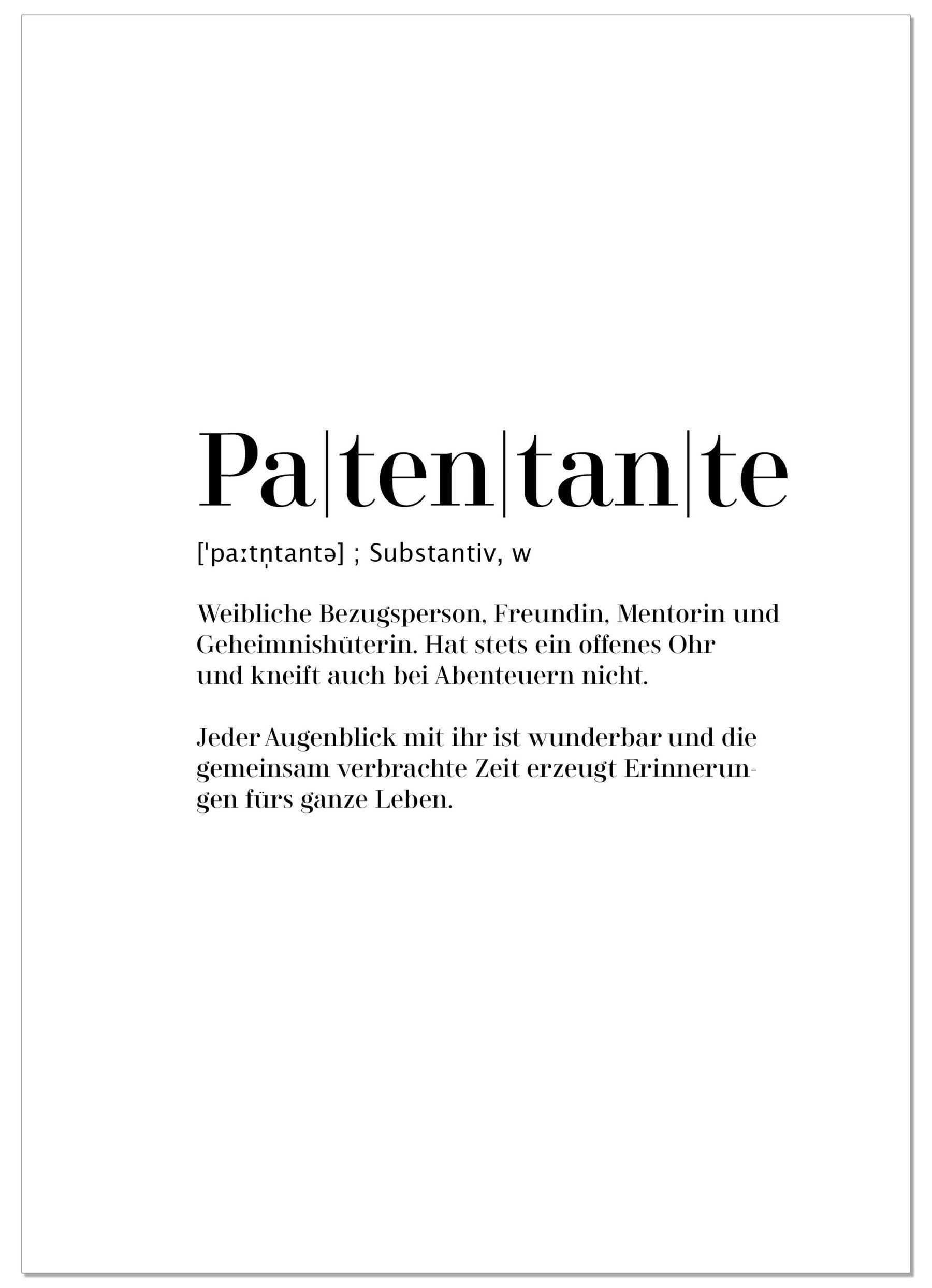 Print Personalisierbar Patentante Worterklarung Definition Pureprints Patentante Der Pate Patenonkel