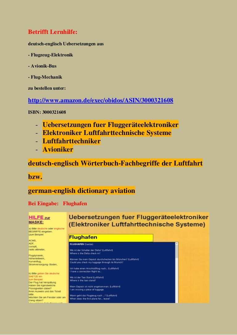 Lehrmittel Wagner Avioniker Woerterbuch Deutsch Englisch Uebersetzungen Elektronische Teile Flugge Luftfahrt Worterbuch Deutsch Englisch Englisch Worterbuch