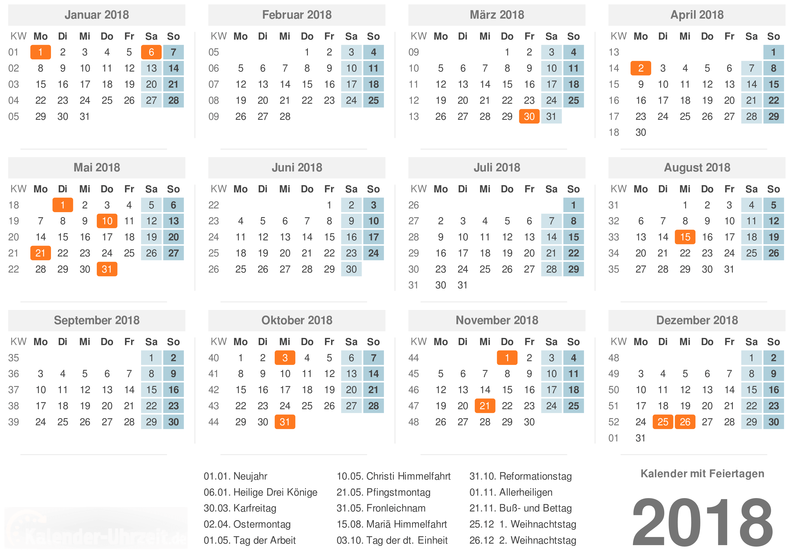 Excel Vorlage Kalender 2018