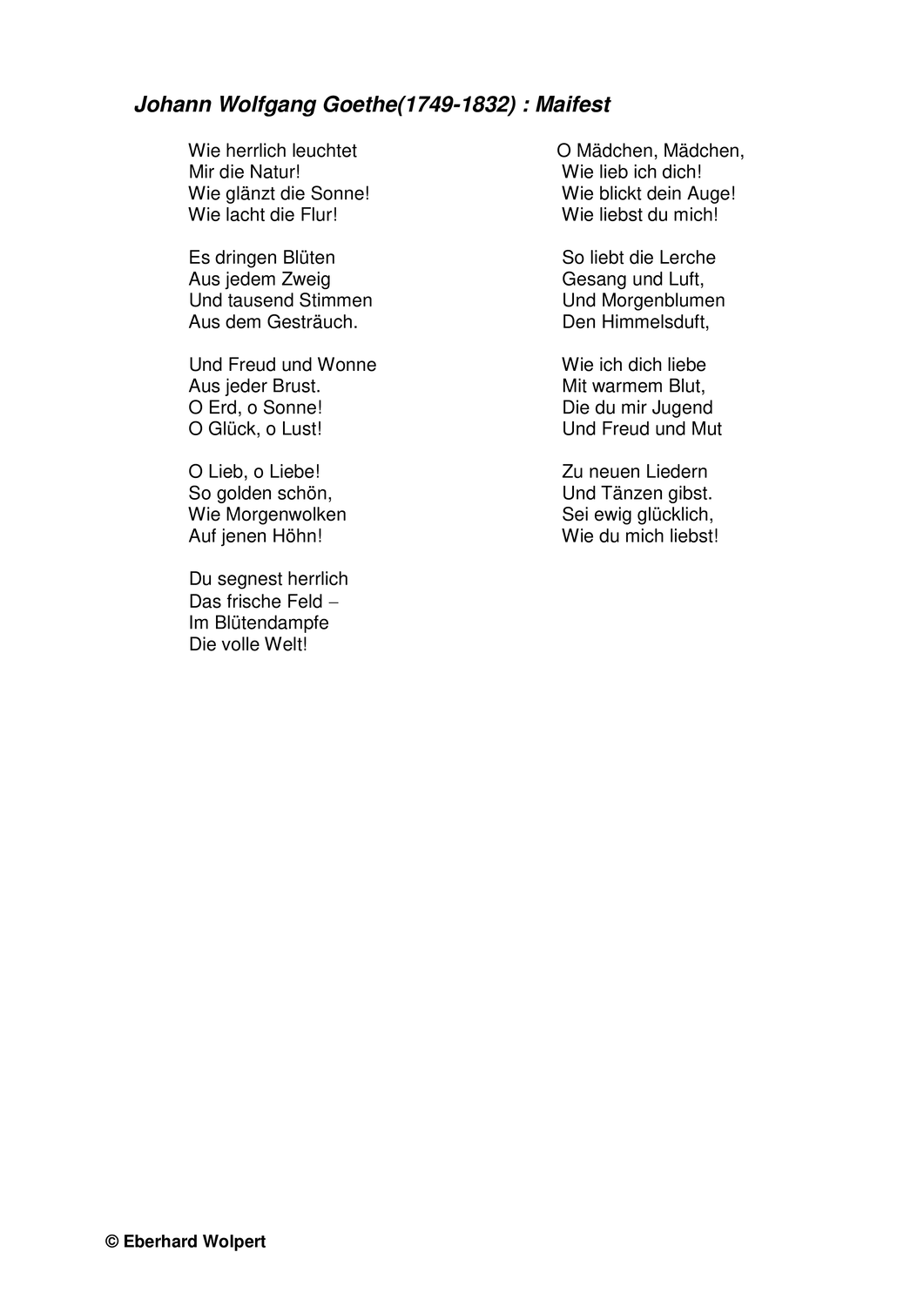 Gedichtinterpretation Beispiel Goethe