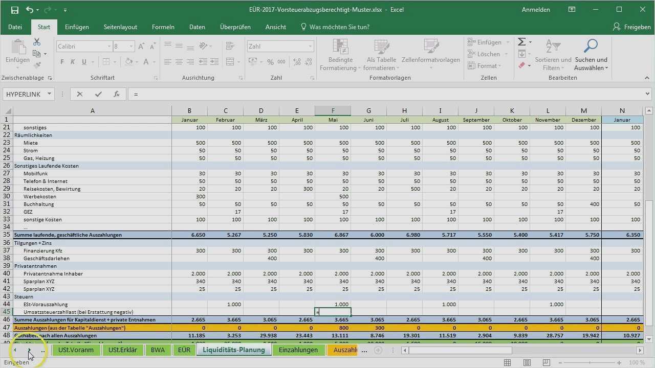 Liquiditaetsplanung Excel Vorlage Download Kostenlos