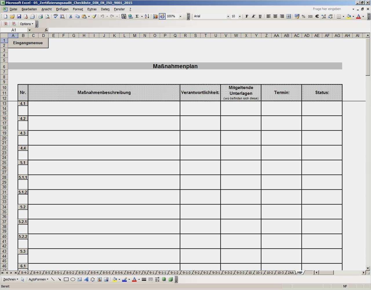 Massnahmenplan Vorlage Excel