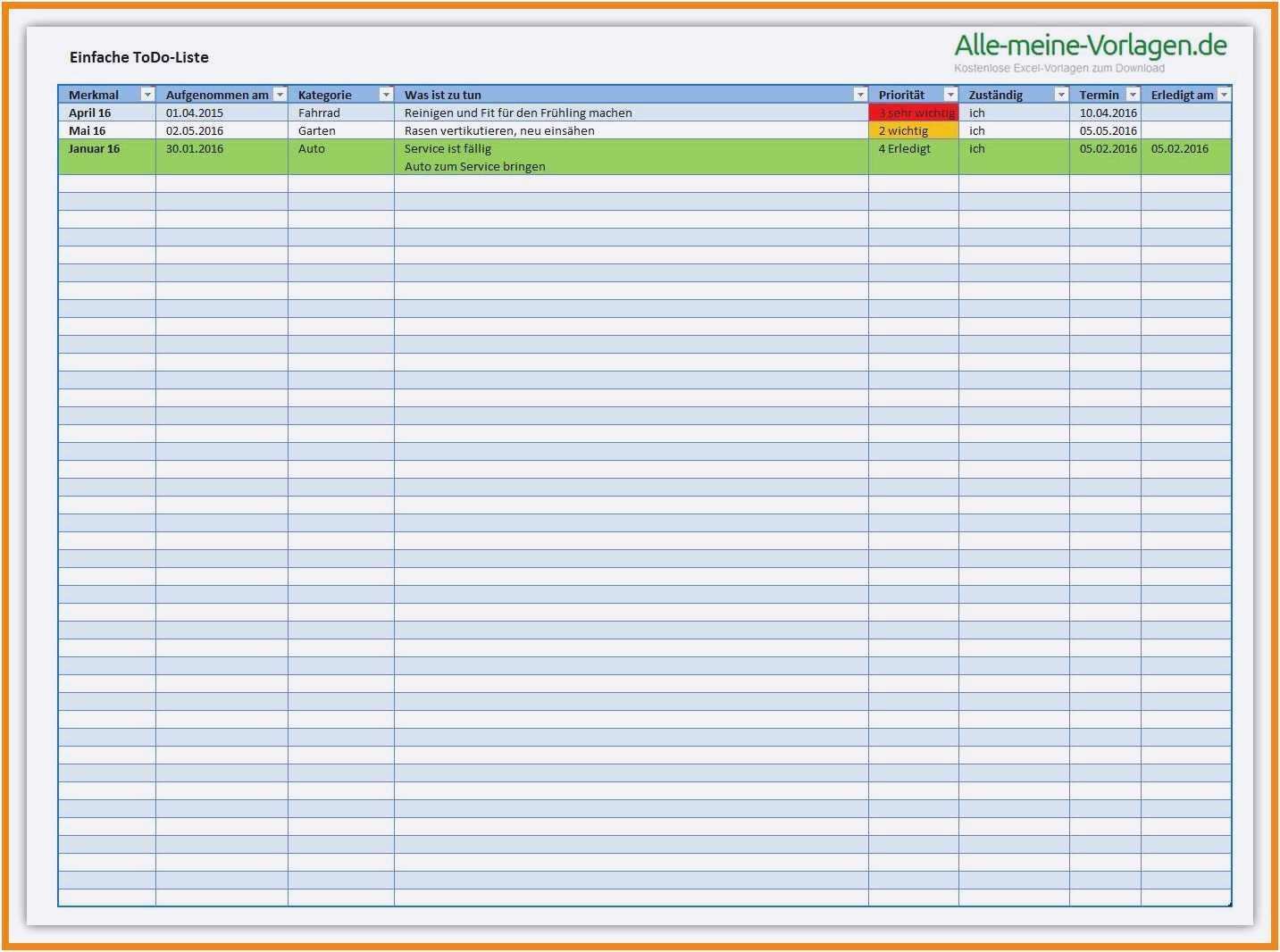 Muster Zeitplan Excel