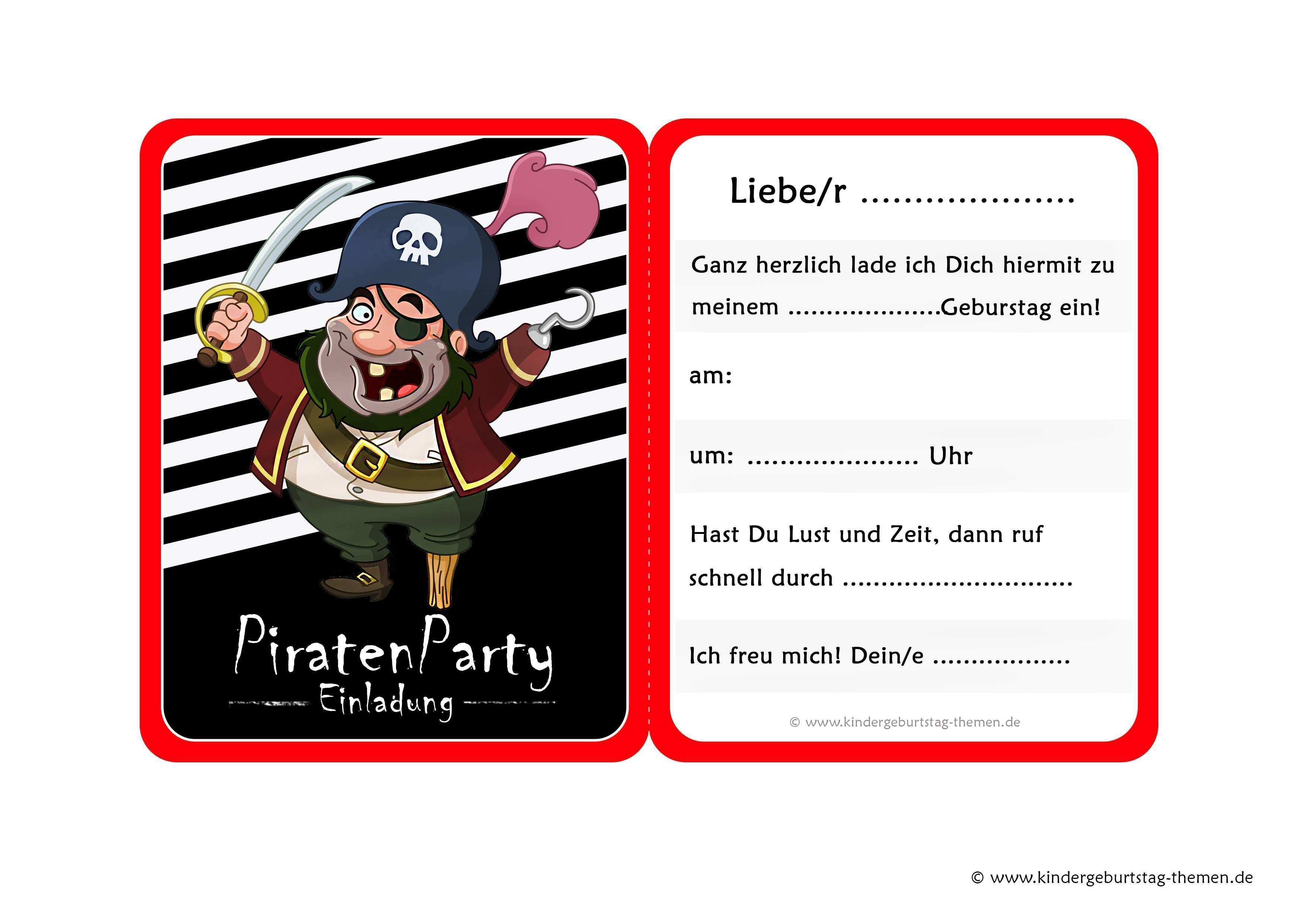 Piraten Einladung Vorlage Kostenlos